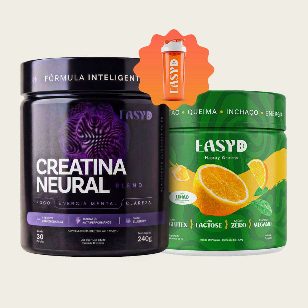 Suco verde em pó 1  Limão + Creatina em pó 1 Blueberry + 1 Coqueteleira
