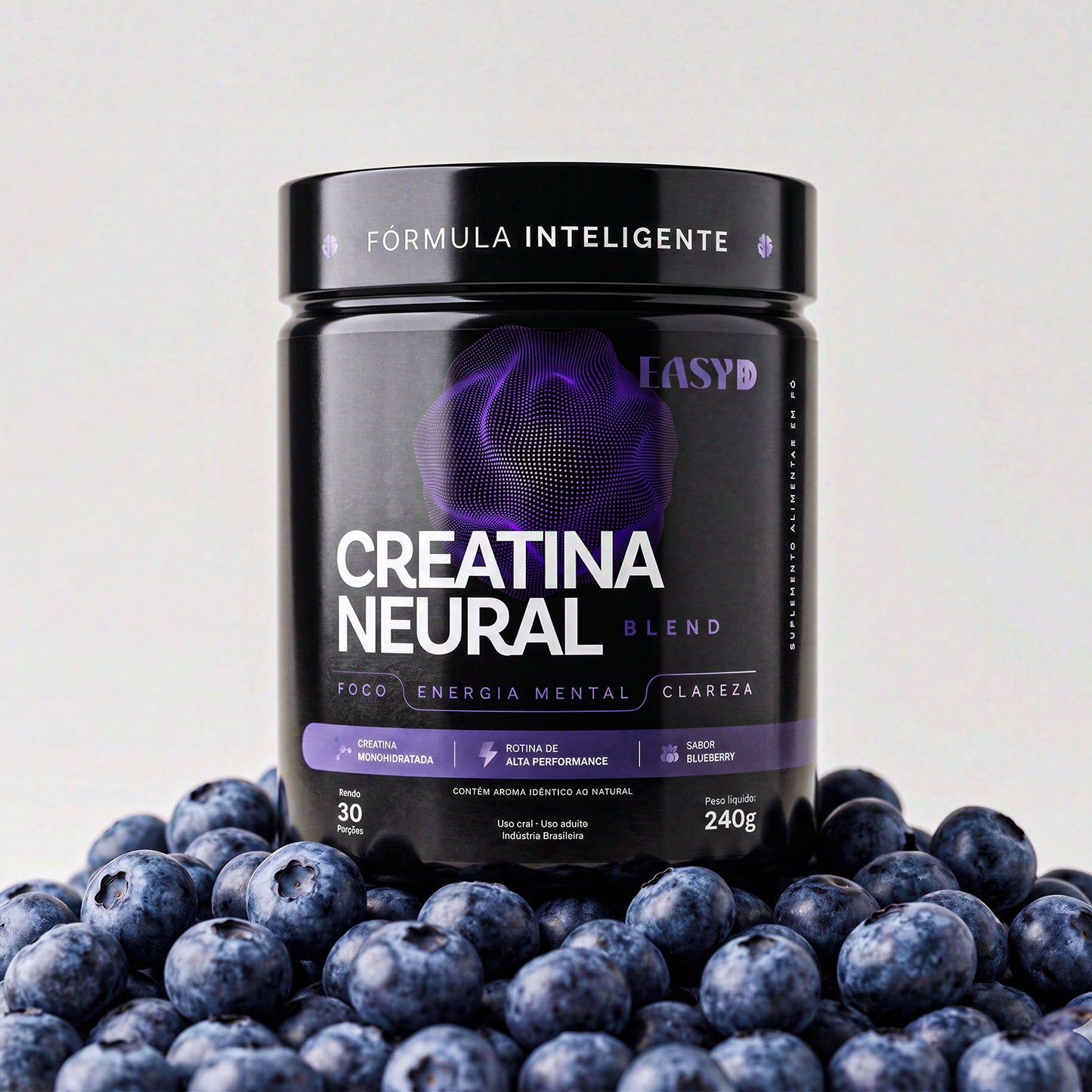 Suco verde em pó 1  Limão + Creatina em pó 1 Blueberry + 1 Coqueteleira